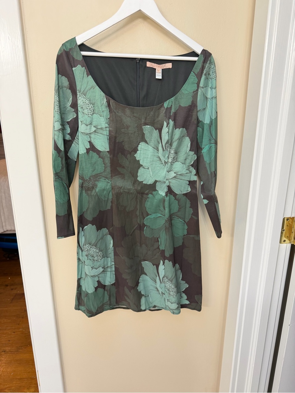 Hutch Scoop-Neck Floral Dress - Green on Black
